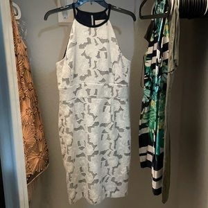 Navy and white floral dress